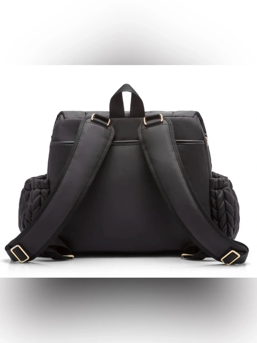 HAPP Black Quilted Diaper Bag Backpack / Convertible Travel Baby Bag